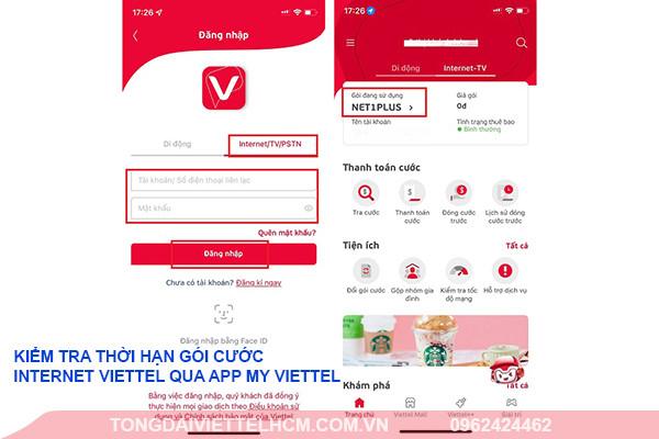 Kiểm tra thời hạn gói cước Internet Viettel qua app My Viettel
